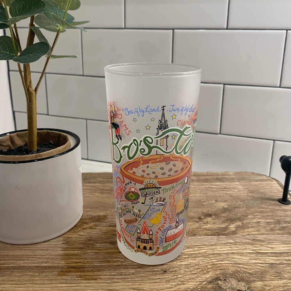 City Hand-Painted Frosted Pint Drinking Glass | Boston | Boston MA Gift